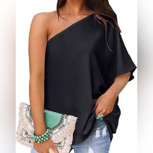 Off shoulder black silky top